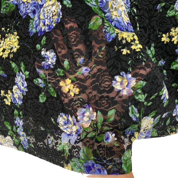 Vintage Black Floral Stretch Lace Midi Length Skirt by Tailor B.Moss USA - Picture 5 of 16